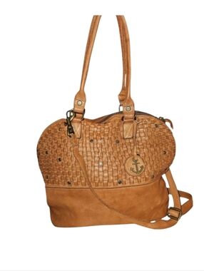 Harbour 2nd Leather Woven Tote with Anchor Charm